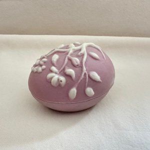 Pink and White Floral Egg Trinket Box